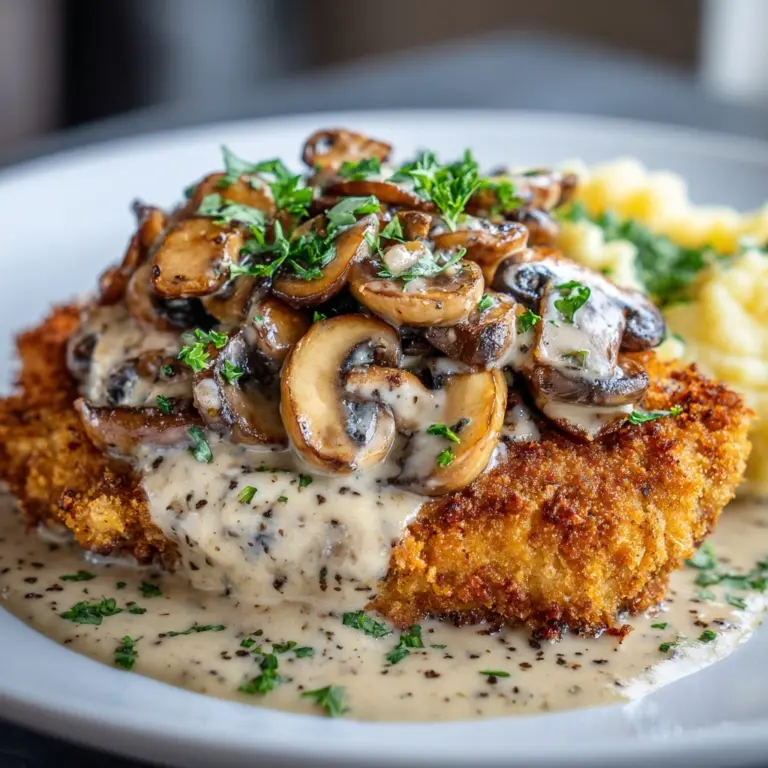 Golden Crispy Chicken with Parmesan Mushroom Sauce Recipe
