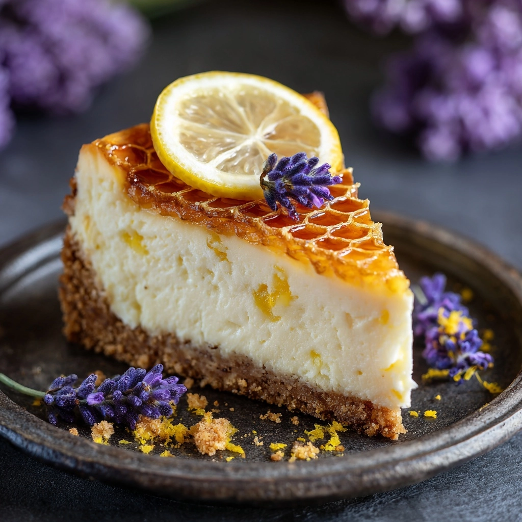 Lemon Lavender Cheesecake with Honeycomb Recipe - Recipe Image