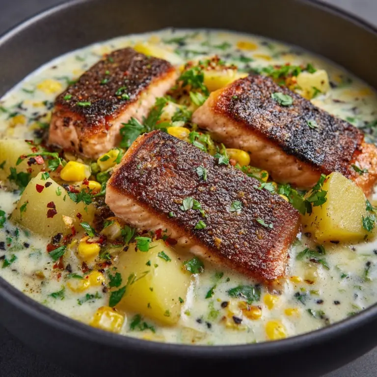 Creamy Blackened Salmon Chowder Recipe