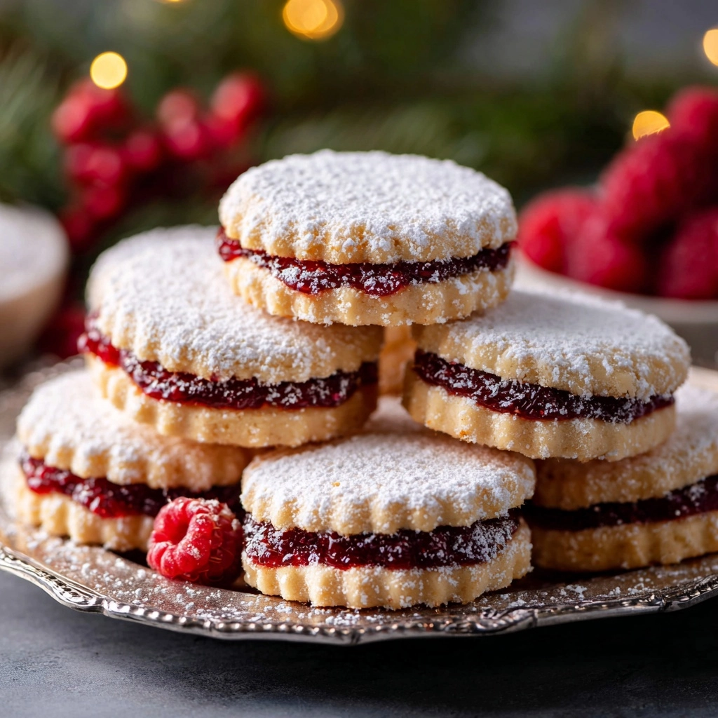 Raspberry-Filled Almond Snow Cookies – Festive Treat Recipe - Recipe Image