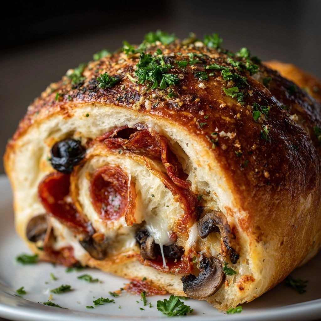 Pepperoni Black Olive Stromboli Recipe for Easy Dinner Recipe - Recipe Image