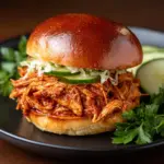 Slow Cooker Honey Mustard Shredded Chicken Sandwich Recipe