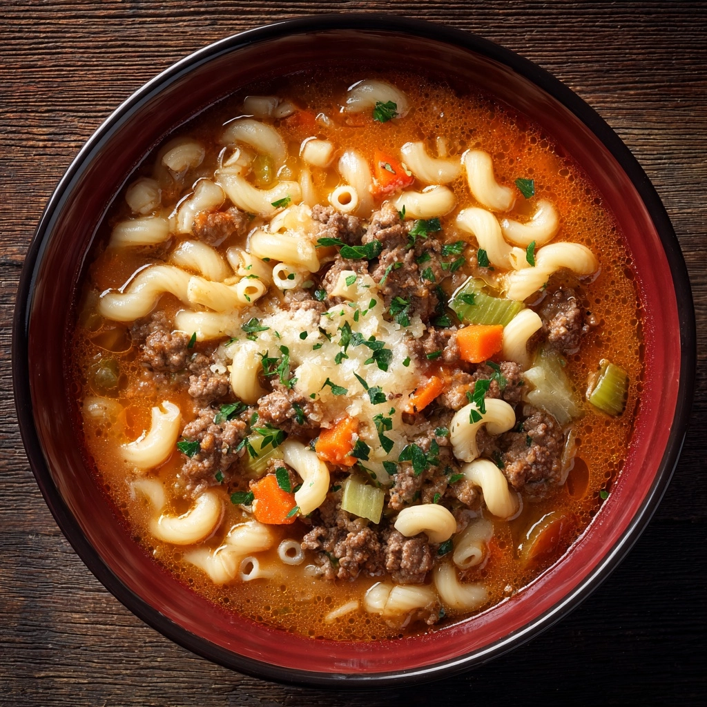 Beef and Macaroni Soup Recipe - Recipe Image