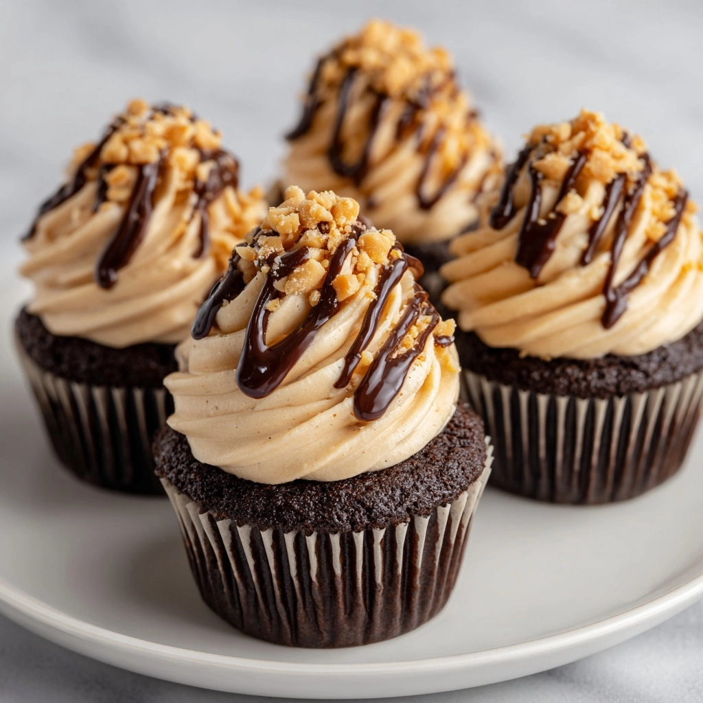 Gooey Chocolate Peanut Butter Cupcakes Recipe - Recipe Image