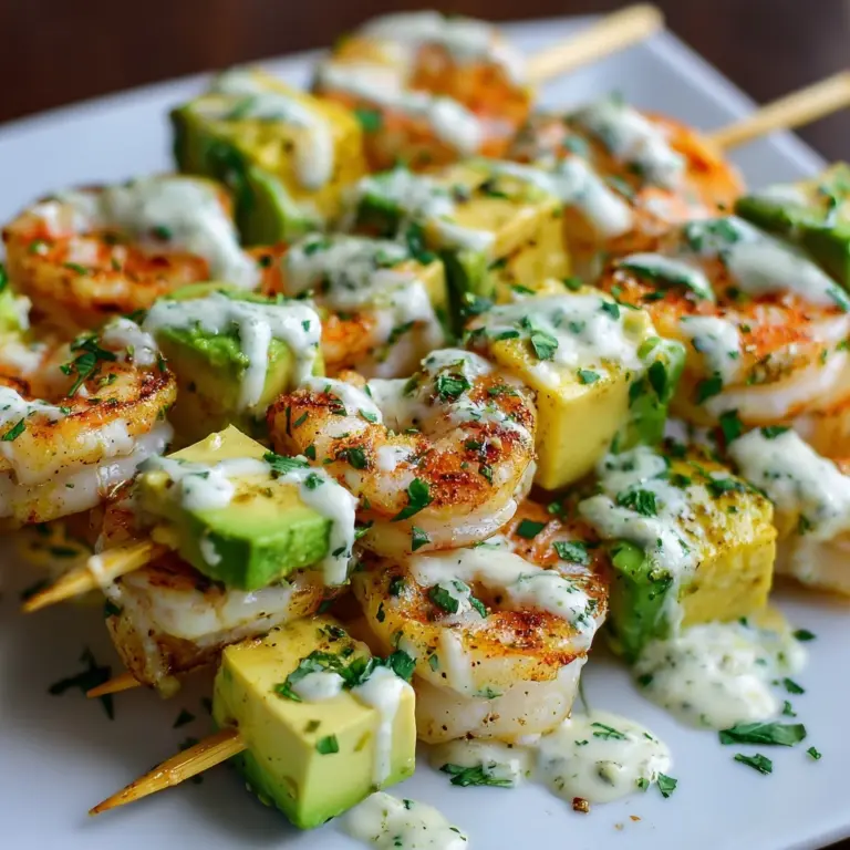 Shrimp and Avocado Skewers with Lime Dressing Recipe
