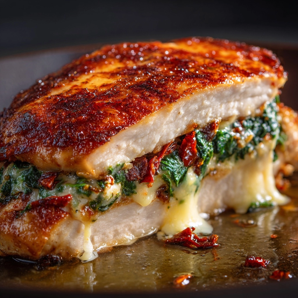 Sundried Tomato, Spinach, and Cheese Stuffed Chicken Recipe - Recipe Image
