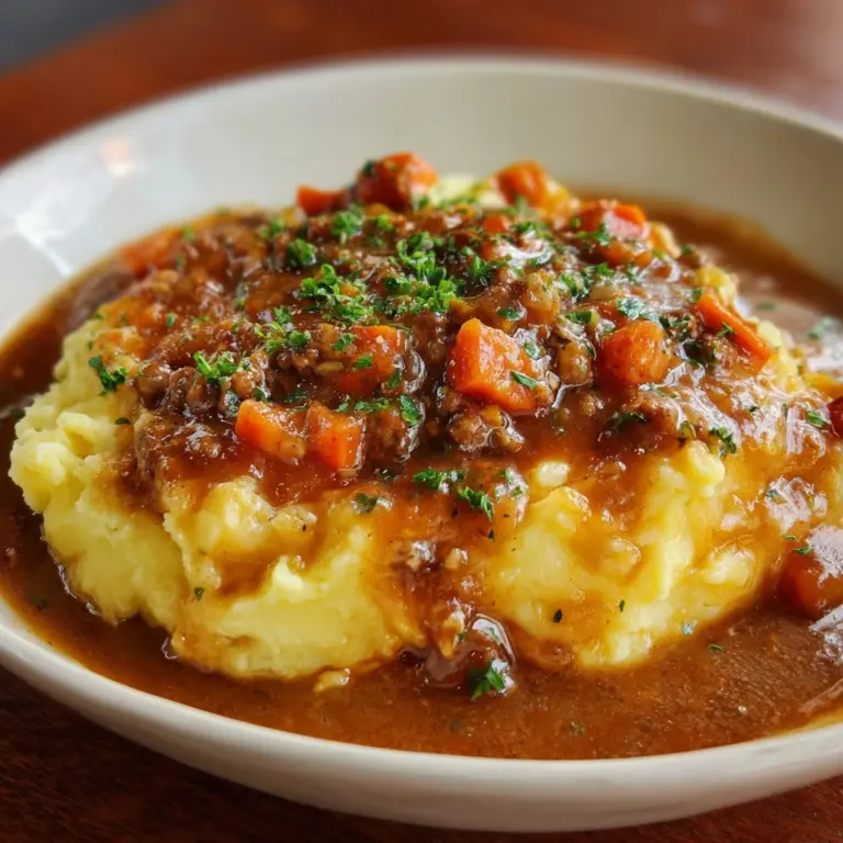 Ground Beef and Gravy Over Mashed Potatoes Recipe