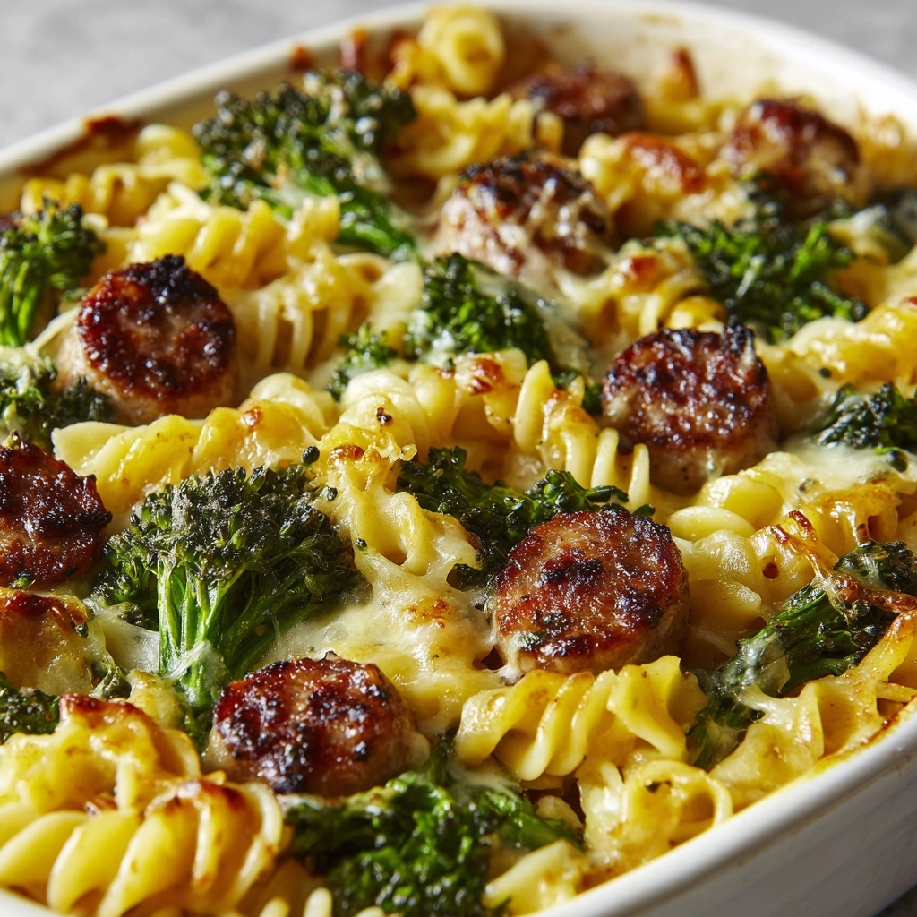 Cheesy Sausage and Broccoli Pasta with Crescent Rolls Recipe - Recipe Image
