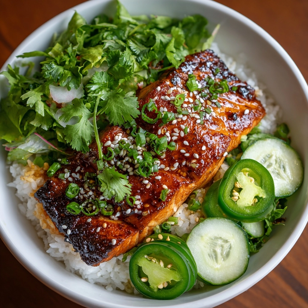 Crunchy Brown Rice Salmon Bowls with Herbed Tahini Dressing Recipe - Recipe Image