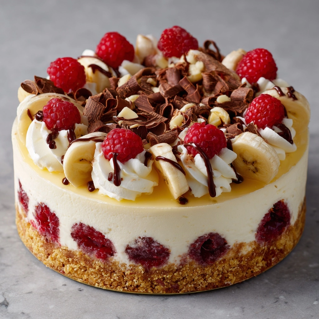 No-Bake Banana Split Cheesecake Recipe - Recipe Image