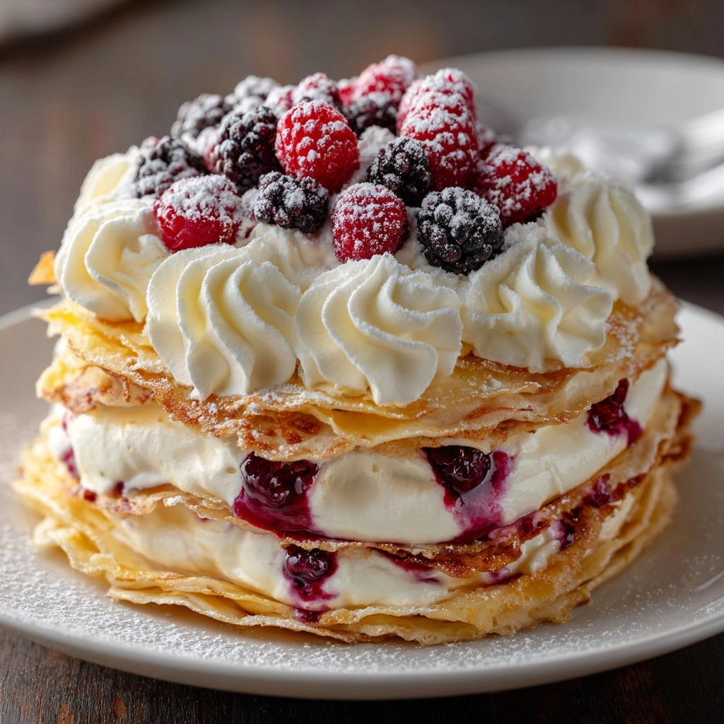Puff Pastry Cream and Berry Cake Recipe - Recipe Image