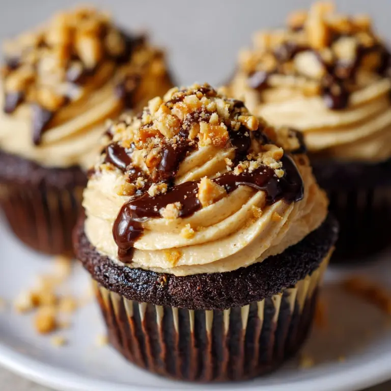 Gooey Chocolate Peanut Butter Cupcakes Recipe