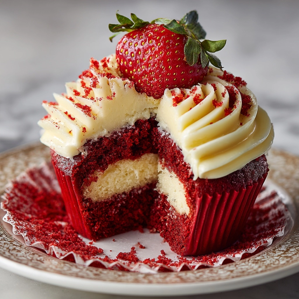 Strawberry Cheesecake Red Velvet Cupcakes Recipe - Recipe Image