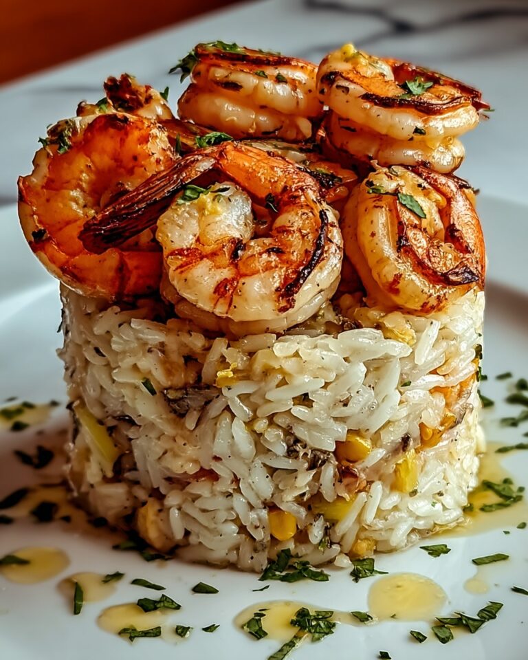 Garlic Butter Shrimp and Rice Stack Recipe