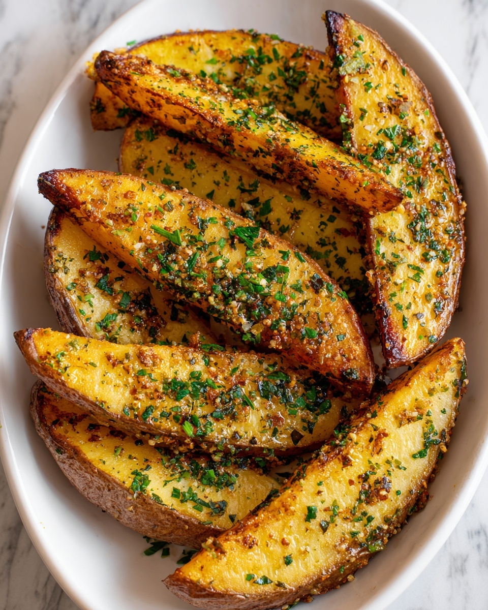 Baked Garlic Parmesan Potato Wedges Recipe - Recipe Image