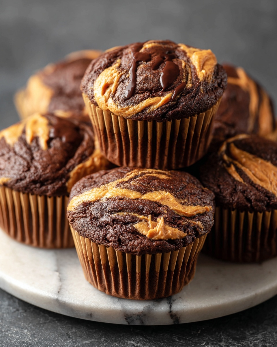 Chocolate Peanut Butter Swirl Muffins Recipe - Recipe Image