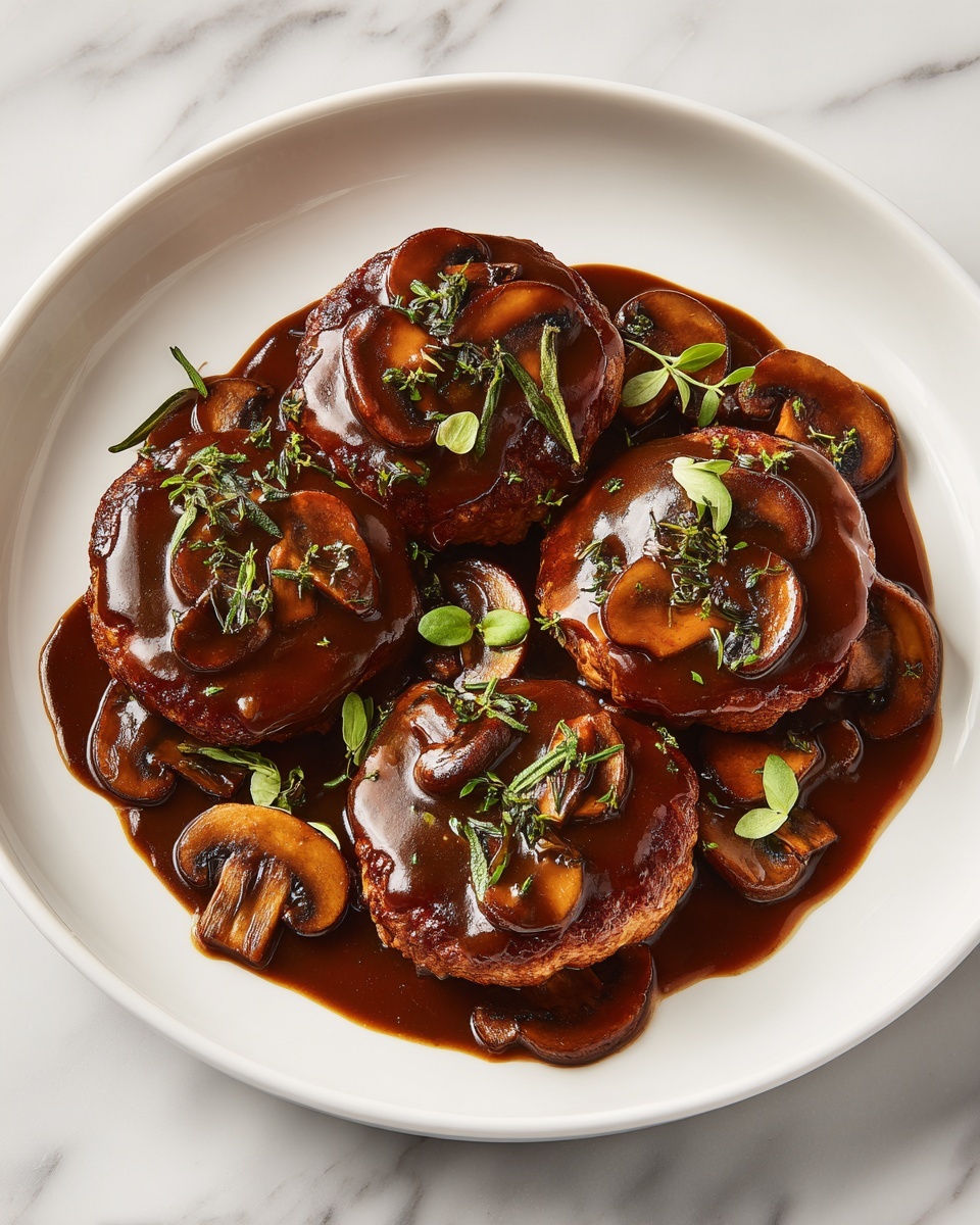 The Ultimate Salisbury Steak Meatballs with Mushroom Gravy Recipe - Recipe Image