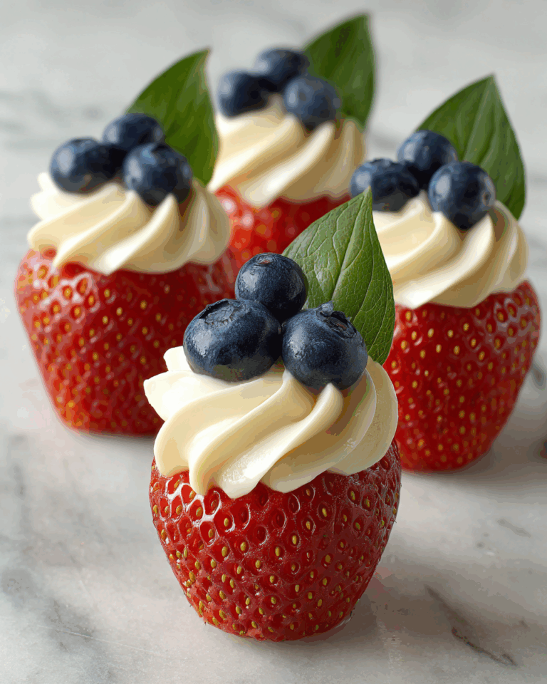 Red, White, and Blue Cheesecake Strawberries Recipe