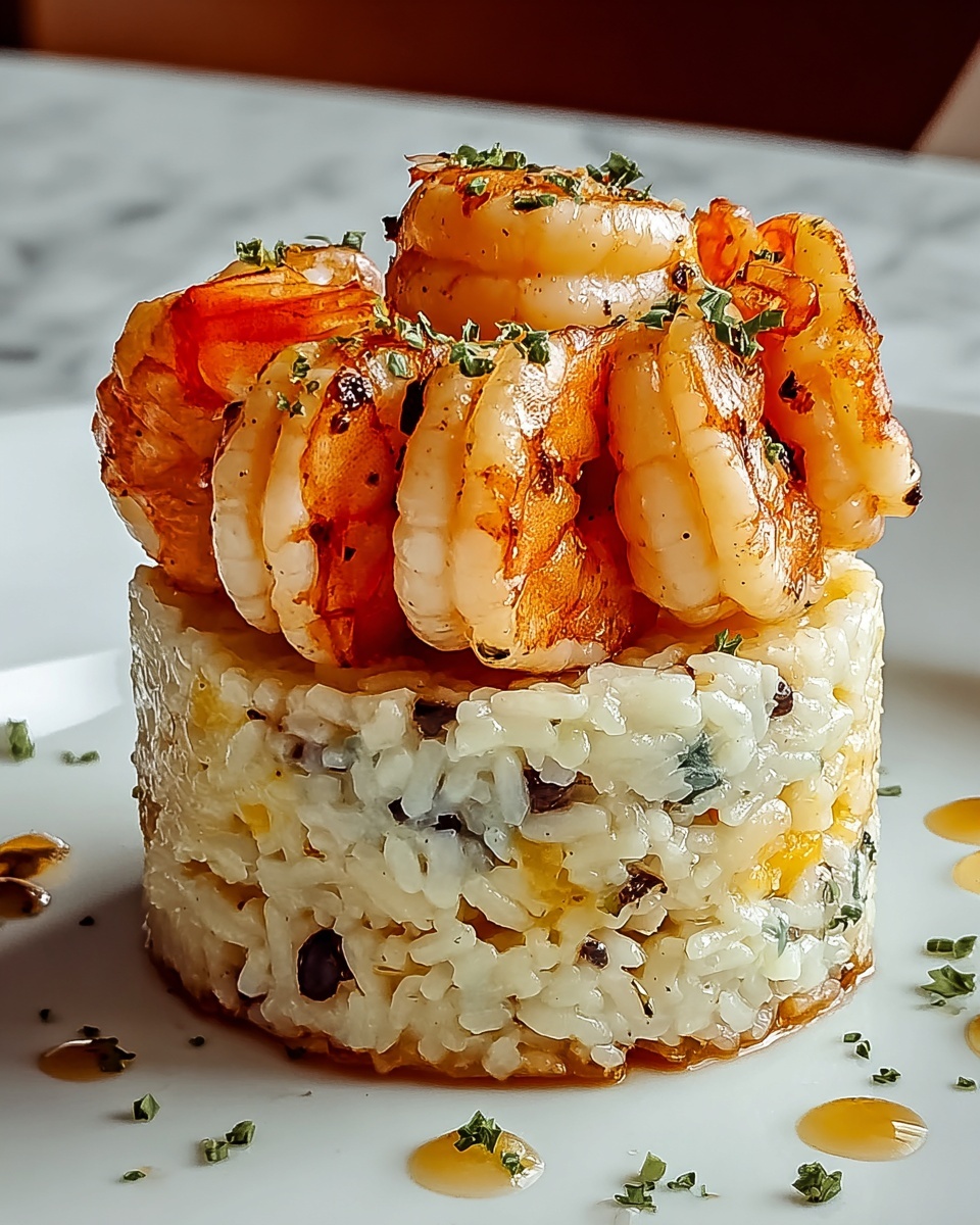 Garlic Butter Shrimp and Rice Stack Recipe - Recipe Image