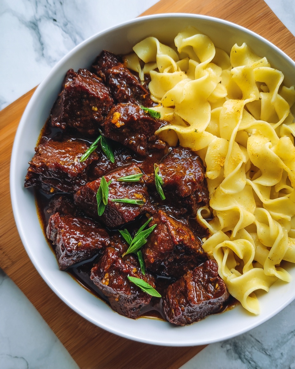 Savory Beef Tips with Buttery Noodles Recipe - Recipe Image