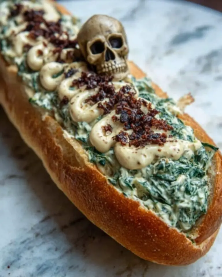 Halloween Spinach Dip in a Coffin Bread Bowl Recipe