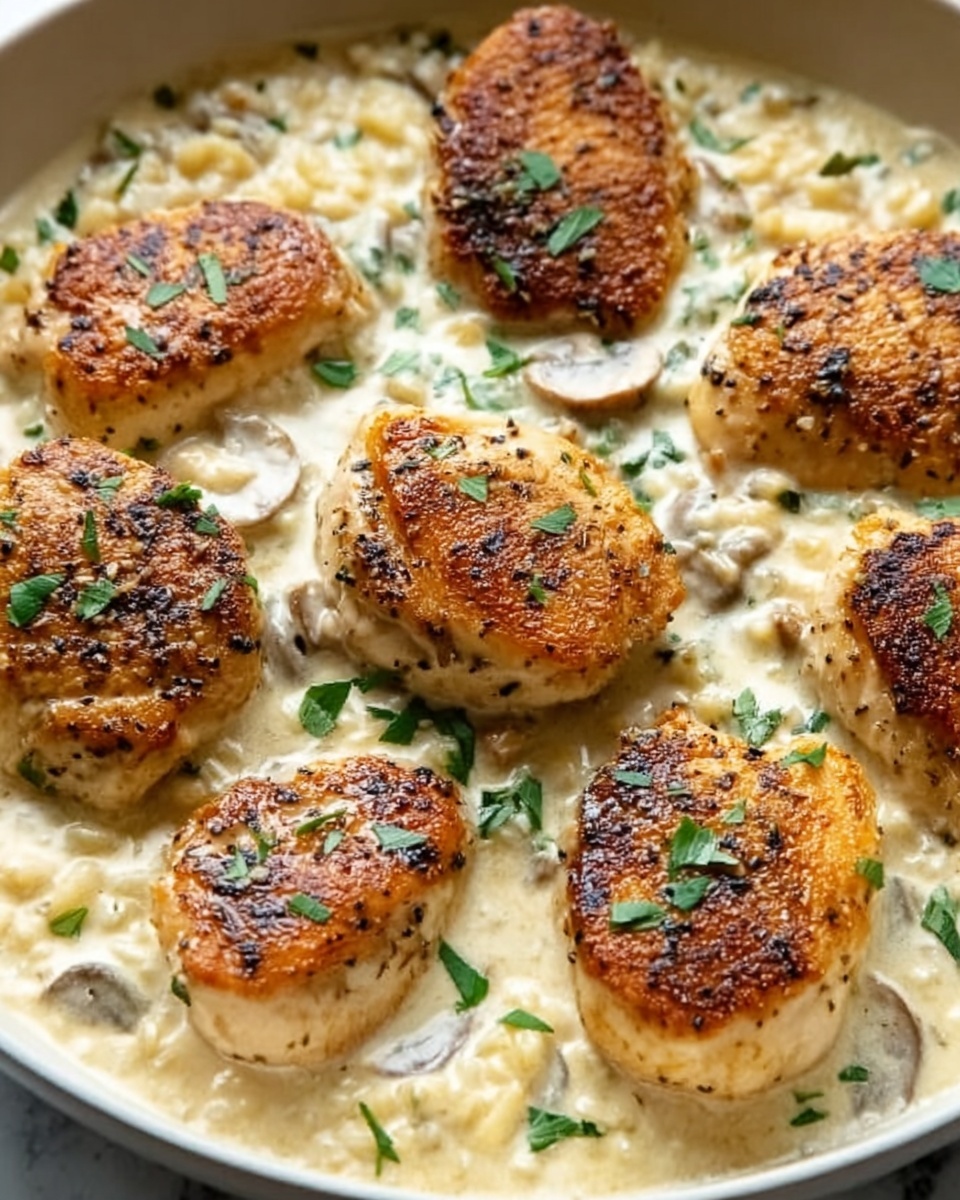 One-Pan Creamy Parmesan Chicken and Rice Recipe - Recipe Image