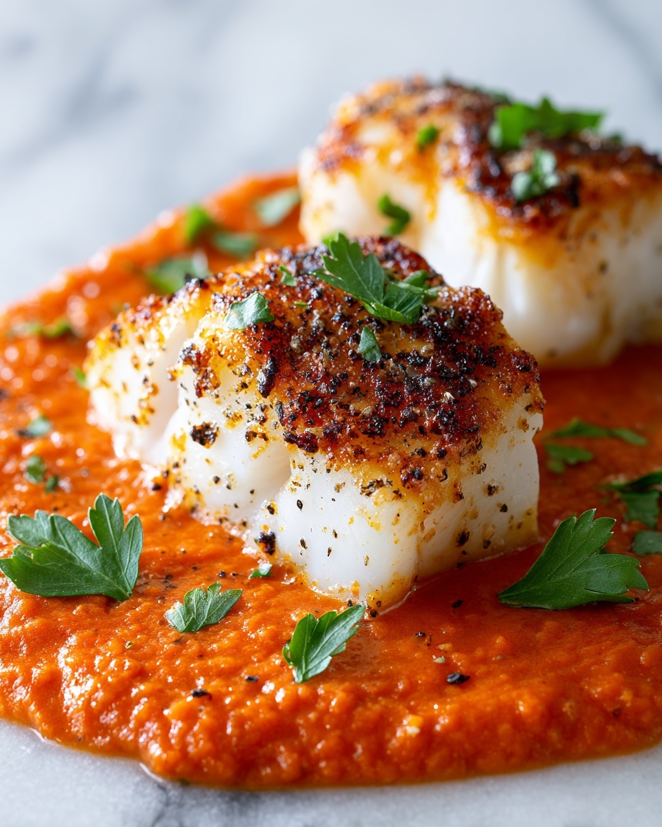 Perfectly Grilled Cod with Homemade Romesco Sauce Recipe - Recipe Image