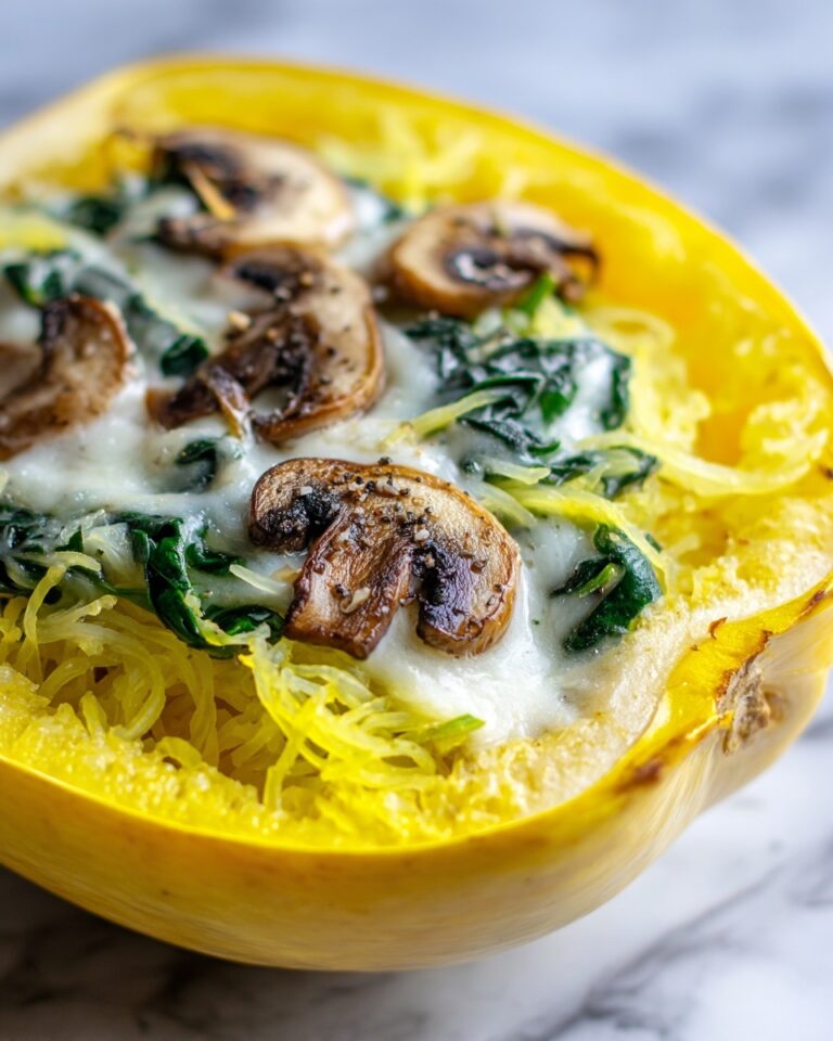 Creamy Spinach and Mushroom Stuffed Spaghetti Squash Recipe