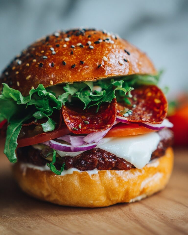 Pepperoni Burger with Provolone and Brioche Buns Recipe