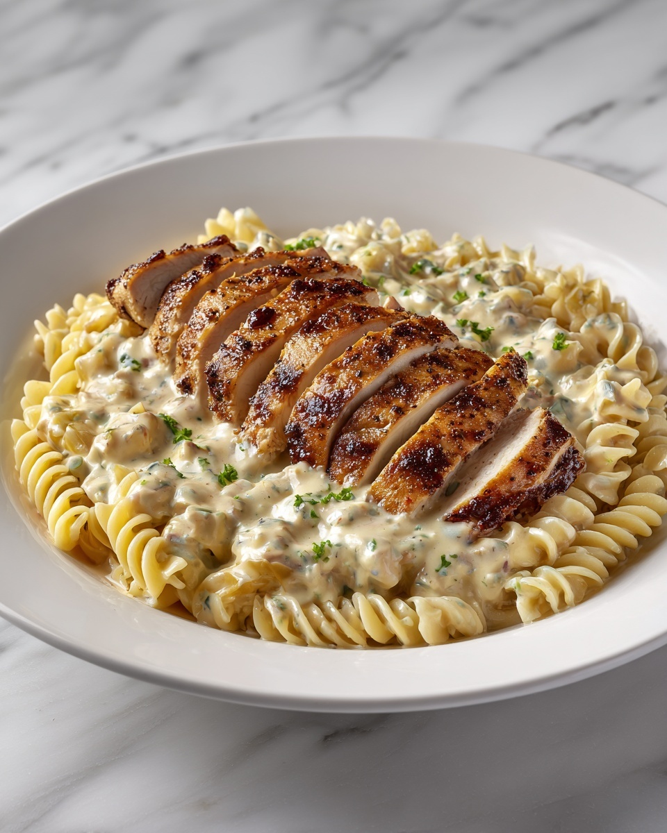 Creamy Garlic Parmesan Chicken with Cheesy Twisted Pasta Recipe - Recipe Image
