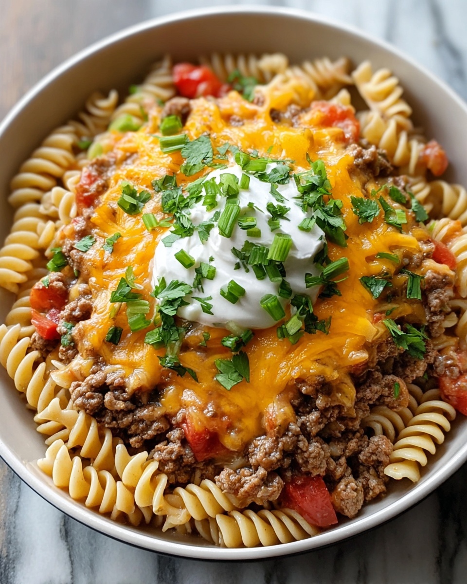 One Pot Beef Taco Pasta Recipe - Recipe Image