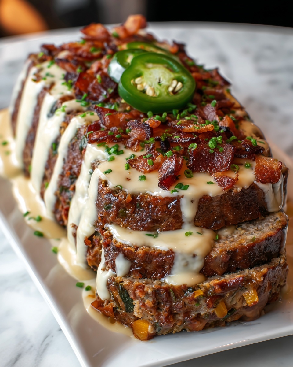 Smoky Jalapeño Popper Meatloaf with Creamy Ranch Drizzle Recipe - Recipe Image