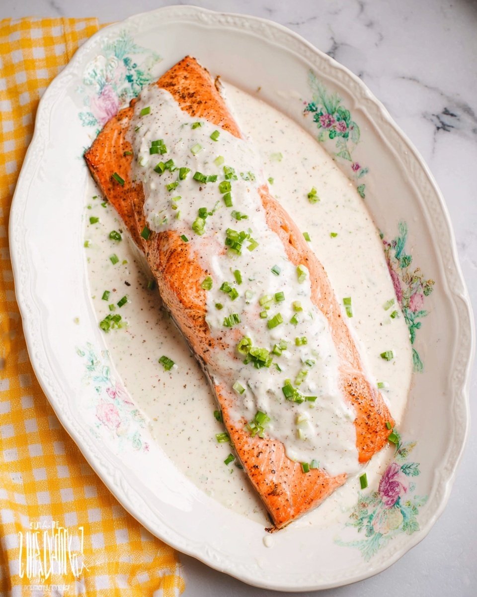 20 Minute Baked Salmon with Creamy Lemon Sauce Recipe - Recipe Image
