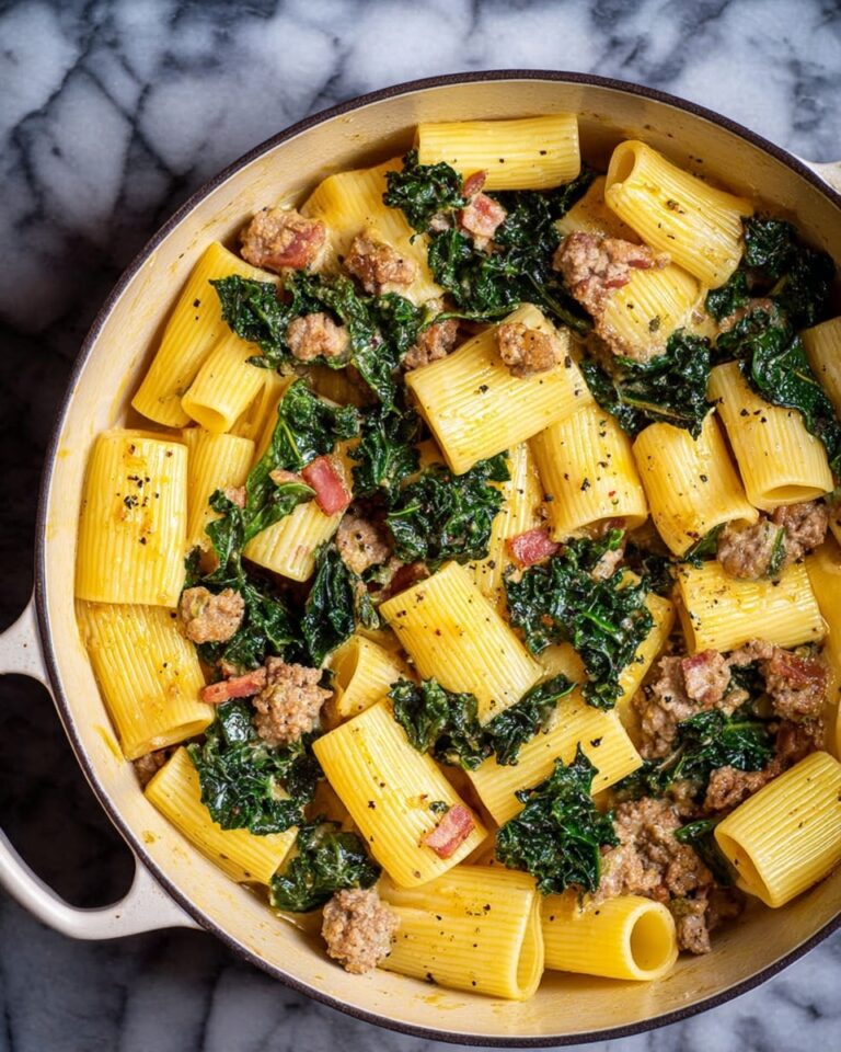 One Pot Rigatoni with Sausage, Bacon, and Kale Recipe