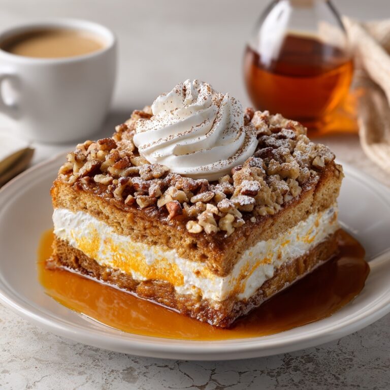 Pumpkin French Toast Bake with Cream Cheese Swirl and Pecan Topping Recipe