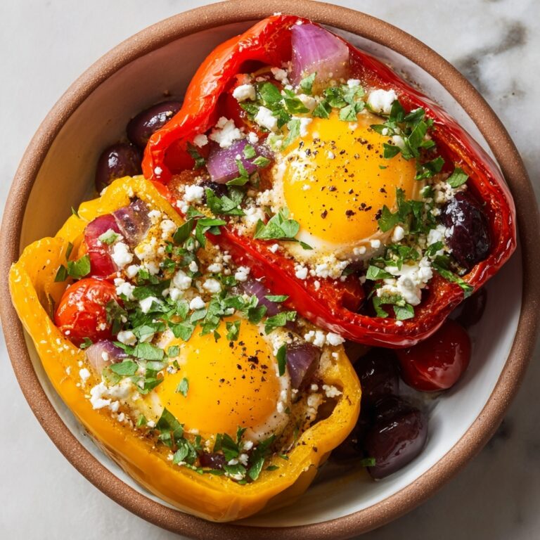 Egg-Stuffed Breakfast Bell Peppers with Fresh Veggies & Protein Recipe