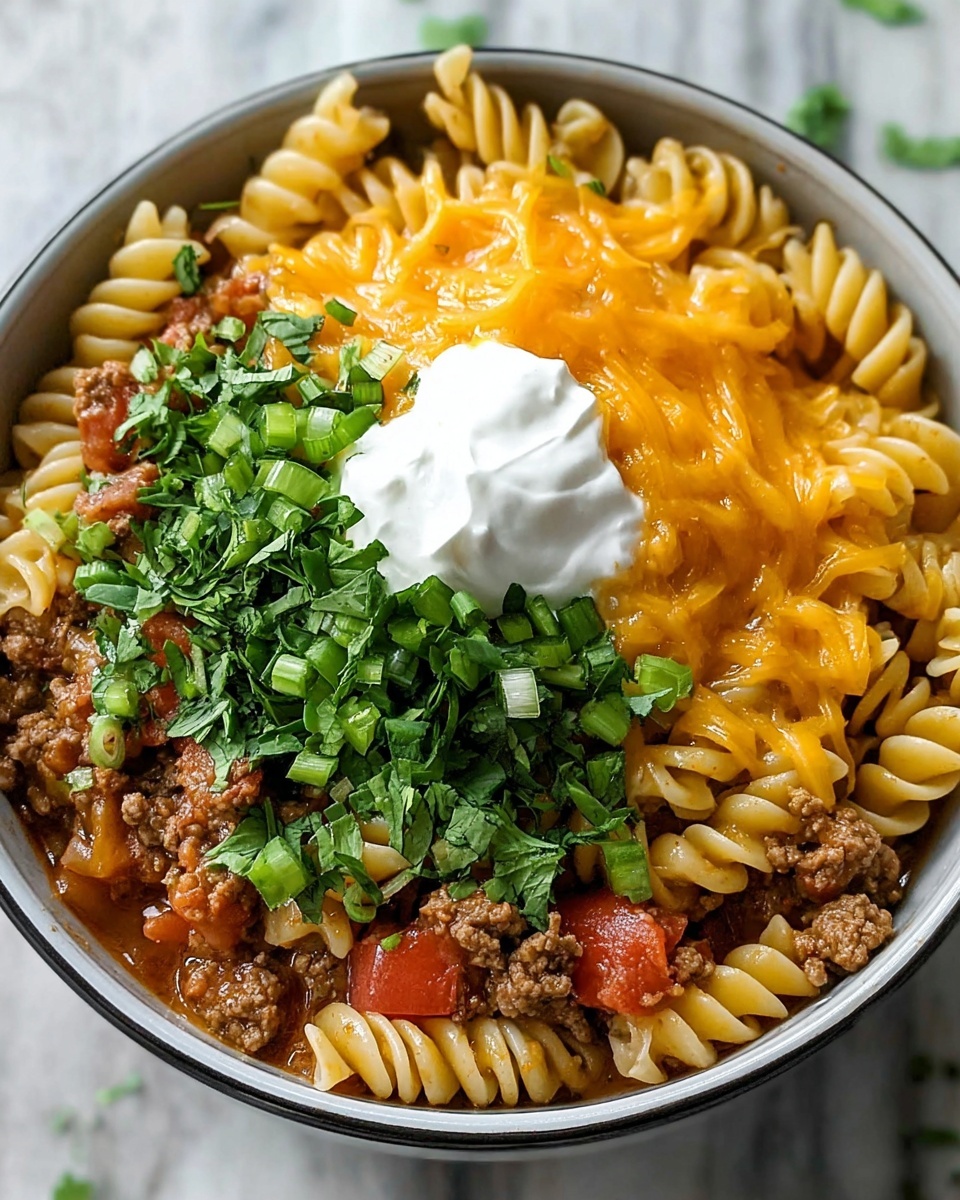 One Pot Beef Taco Pasta Recipe - Recipe Image