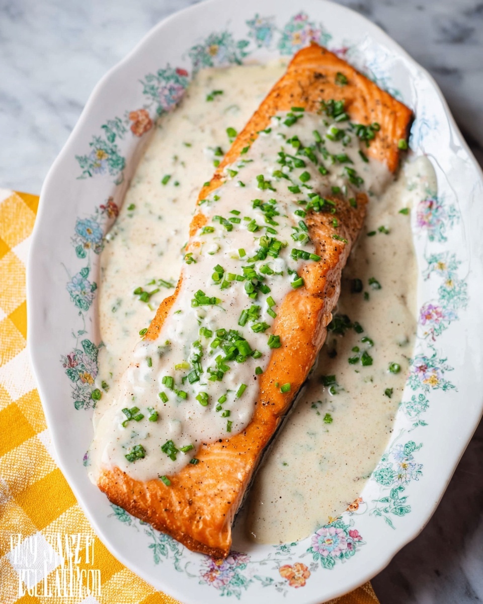 20 Minute Baked Salmon with Creamy Lemon Sauce Recipe - Recipe Image