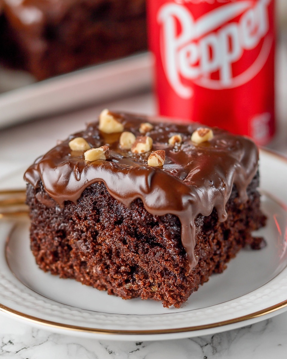 Dr. Pepper Chocolate Cake with Cocoa Frosting and Walnuts Recipe - Recipe Image
