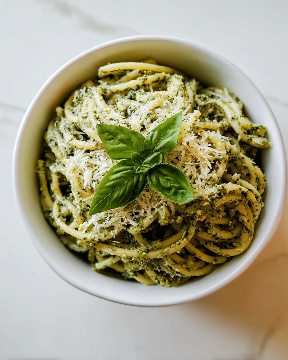 Creamy Pesto Pasta with Cherry Tomatoes and Parmesan Recipe - Recipe Image