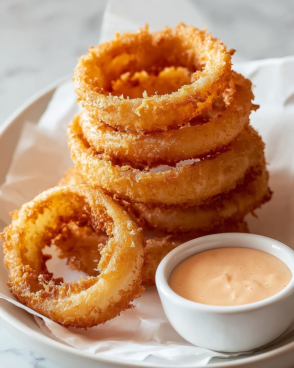 Crispy Onion Rings with Homemade Dipping Sauce Recipe - Recipe Image