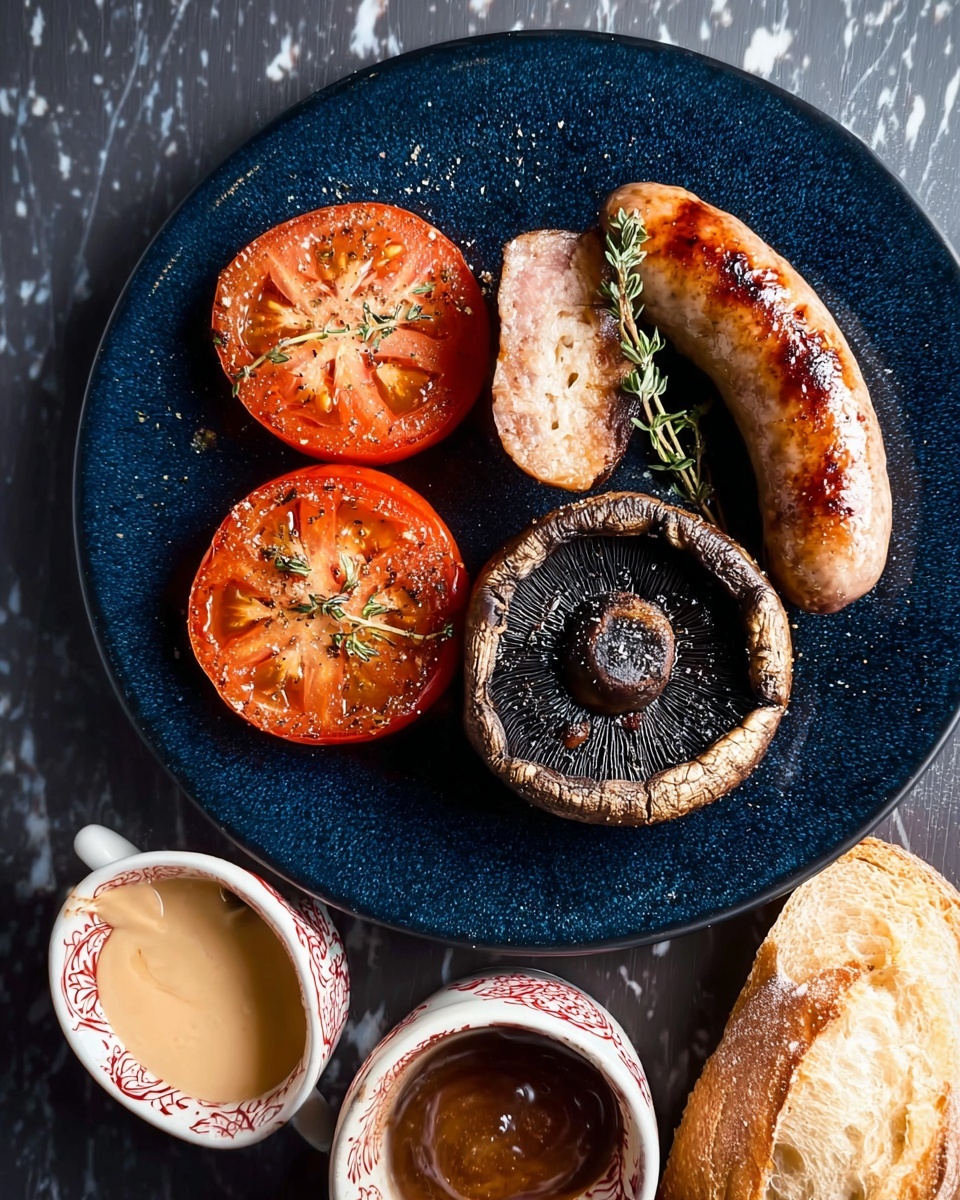 Sausages with Roasted Tomatoes and Portobello Mushrooms Recipe - Recipe Image
