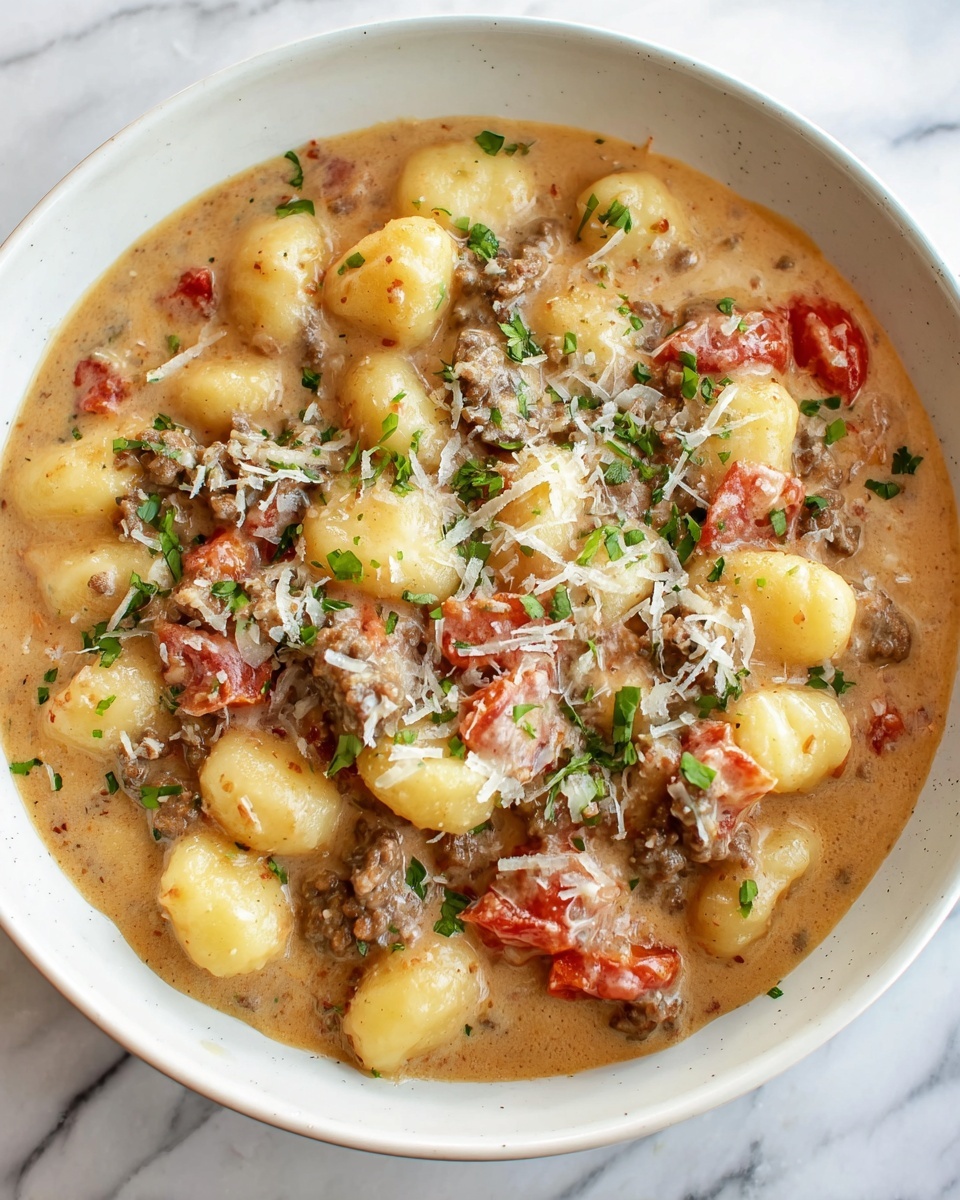 Ground Beef Gnocchi in Creamy Tomato Sauce Recipe - Recipe Image