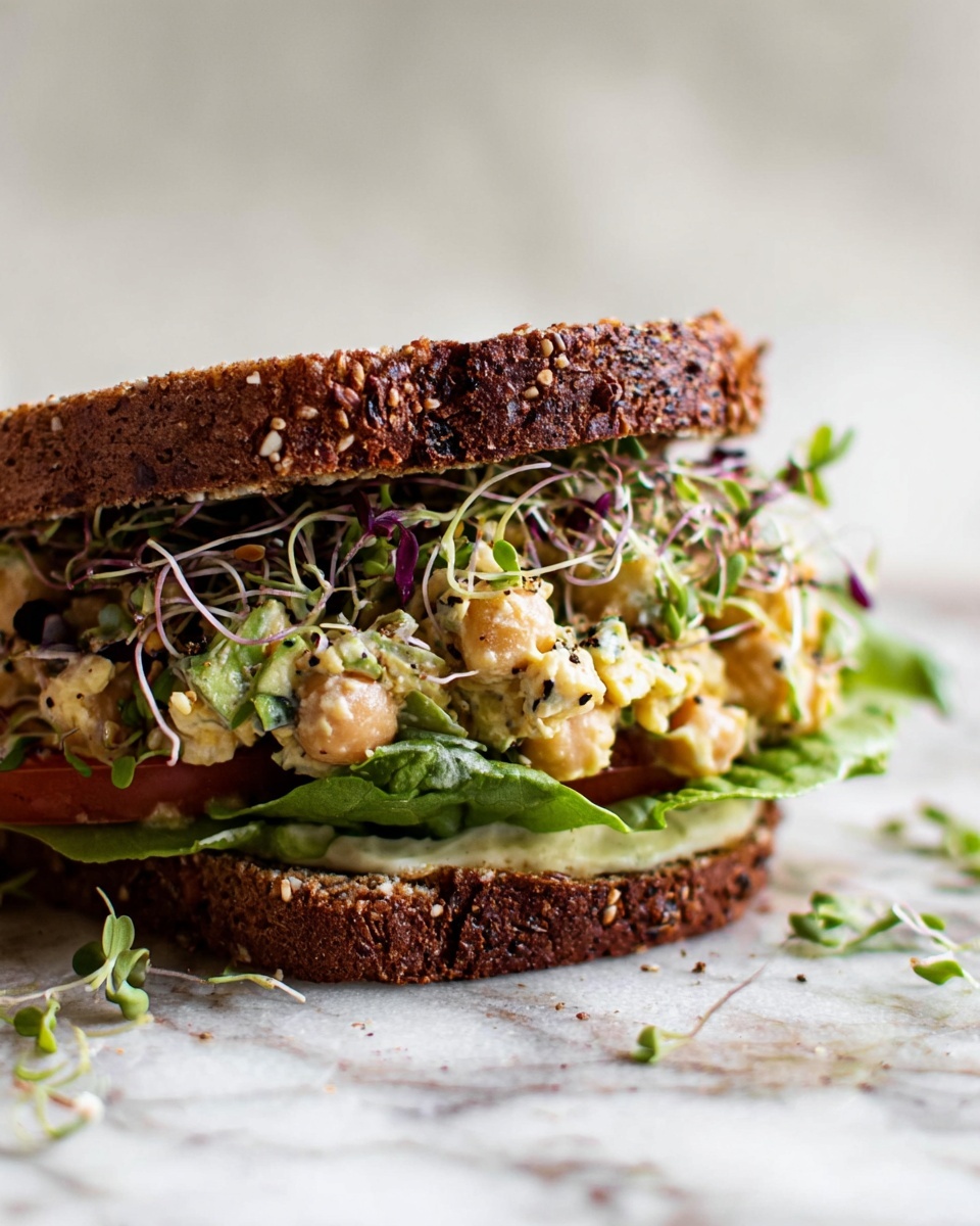 Chickpea Salad Sandwich with Avocado and Fresh Veggies Recipe - Recipe Image