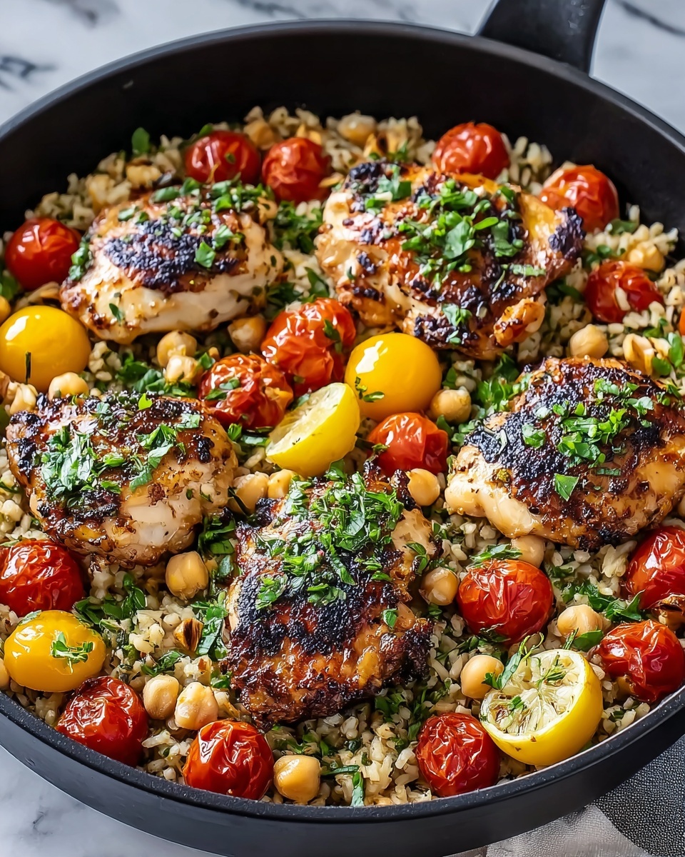 Chicken, Rice, Feta, and Tomato Skillet Meal Recipe - Recipe Image