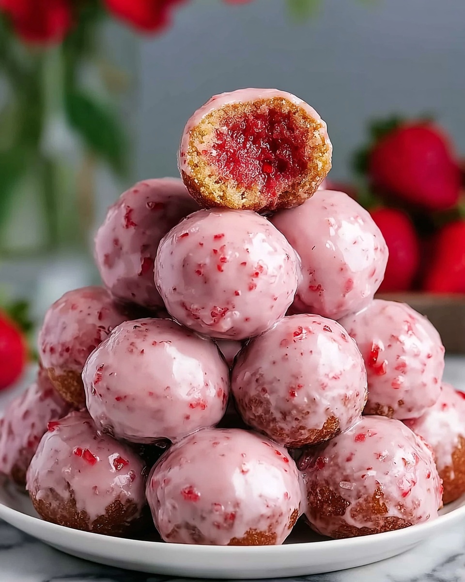 Strawberry Donut Holes with Berry Glaze Recipe - Recipe Image