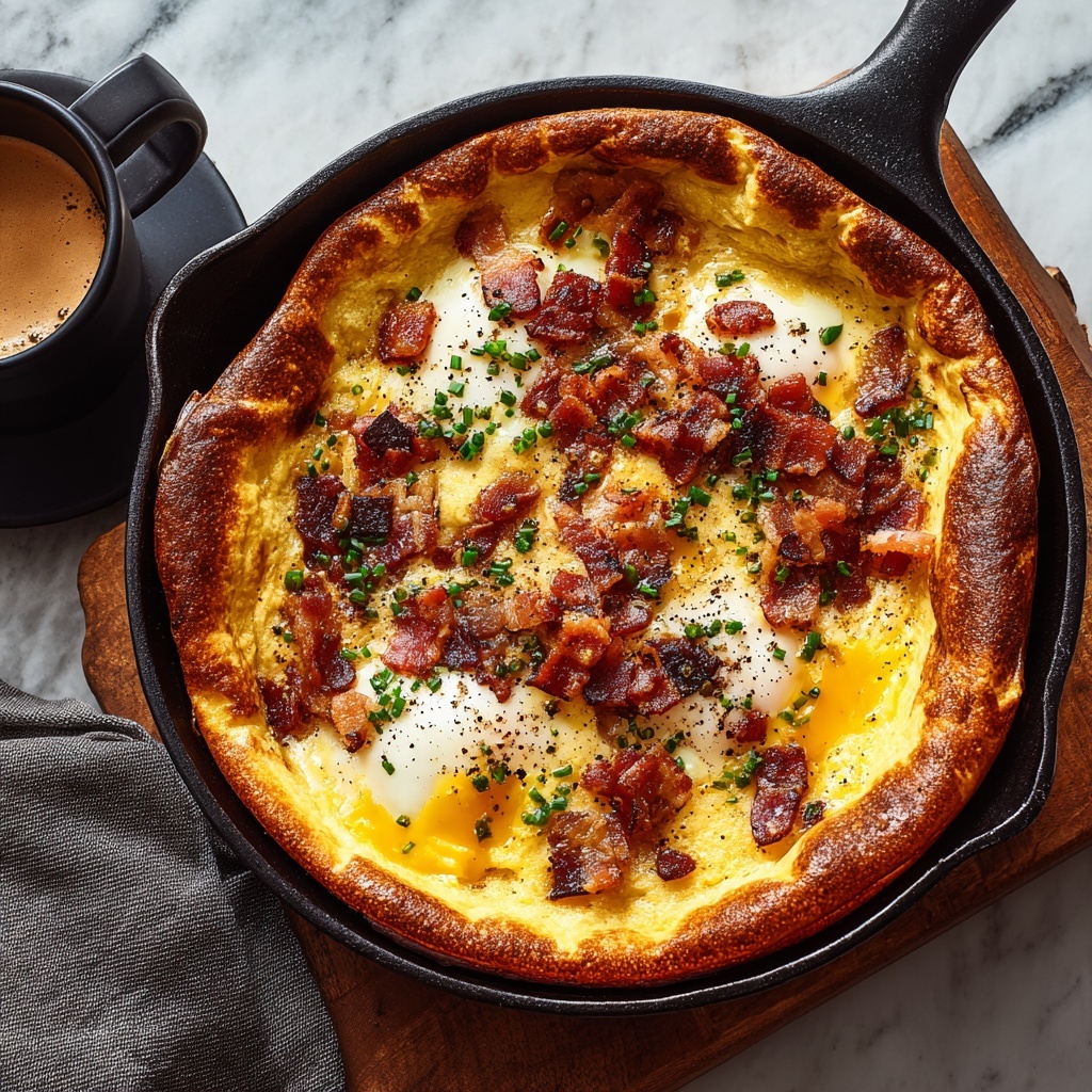 Savory Cheddar Bacon Dutch Baby: Easy Skillet Brunch Recipe - Recipe Image