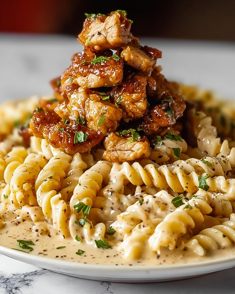 Garlic Butter Chicken Bites & Spicy Cajun Alfredo Twisted Pasta Recipe - Recipe Image