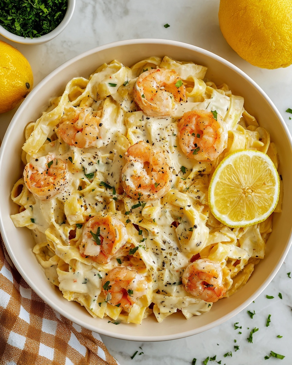 Creamy Lemon Shrimp Pasta Recipe - Recipe Image