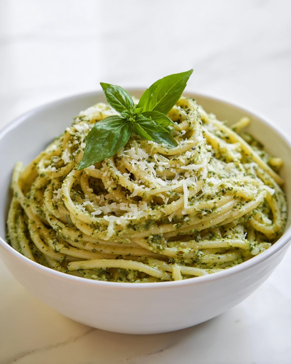 Creamy Pesto Pasta with Cherry Tomatoes and Parmesan Recipe - Recipe Image
